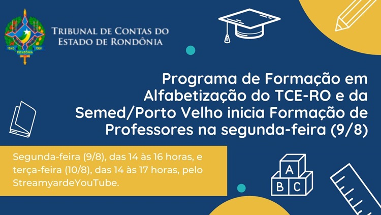 TCE-RO E SEMED: Porto Velho inicia Formação de Professores na segunda-feira (9/8) 