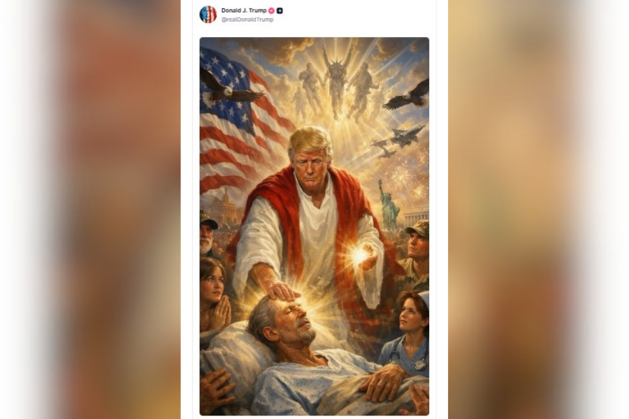BLASFÊMIA: Trump se ilustra como Jesus Cristo em montagem postada nas redes