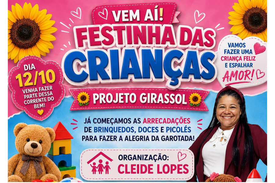 VILHENA: Projeto Girassol e Mercado Rei Davi esperam reunir 500 crianças em festa 