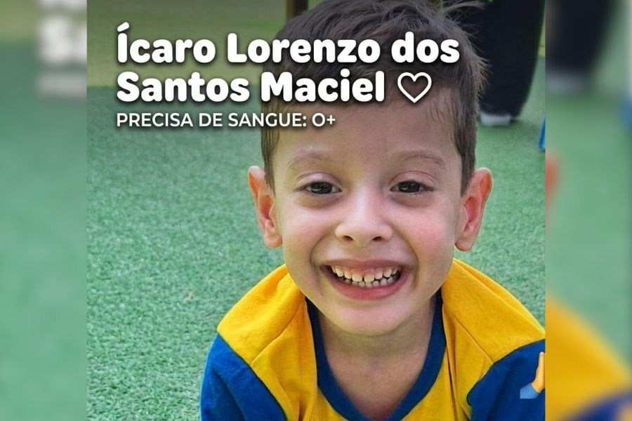 SOLIDARIEDADE:  Ícaro Lorenzo precisa de doação urgente de sangue O+