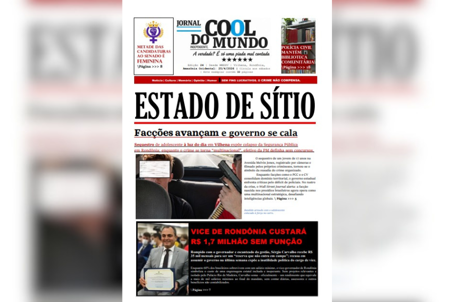 EM RONDÔNIA: Jornal independente de Vilhena publica edição com críticas à segurança pública
