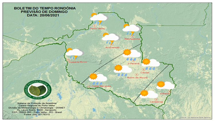 CLIMA: Sipam prevê sol e calor para este domingo (20) em Rondônia