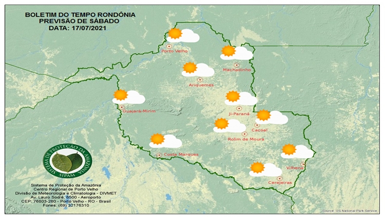 CLIMA: Confira a previsão do tempo para este sábado (16) em Rondônia 