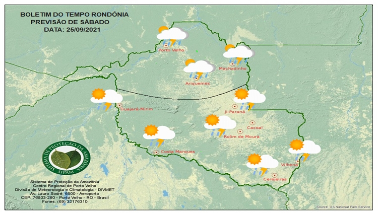 CLIMA: Confira a previsão do tempo para esta sábado (25) em Rondônia 