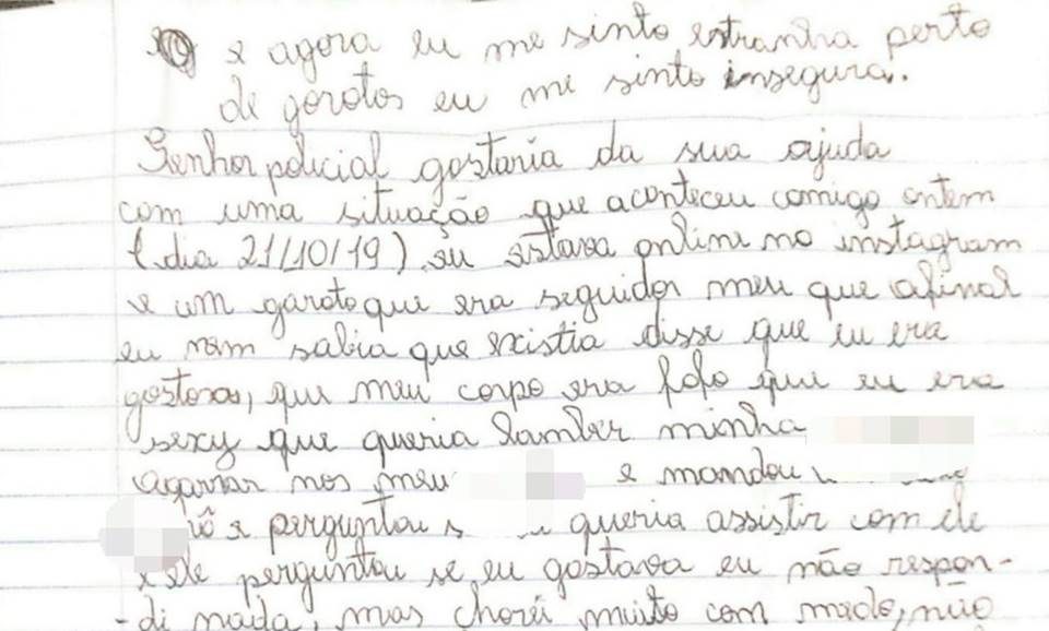 TRISTE: “Tenho só 10 anos, me ajuda”, diz menina em carta após assédio