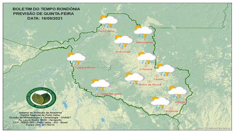 CLIMA: Confira a previsão do tempo para esta quinta-feira (16) em Rondônia 