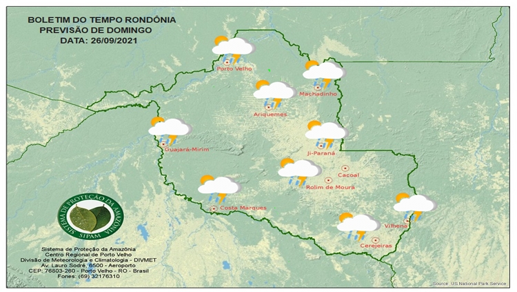 CLIMA: Confira a previsão do tempo para este domingo (26) em Rondônia 