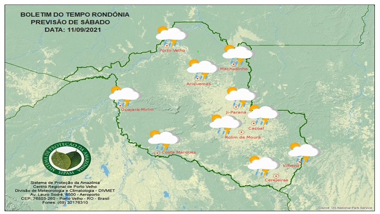 CLIMA: Confira a previsão do tempo para este sábado (10) em Rondônia 