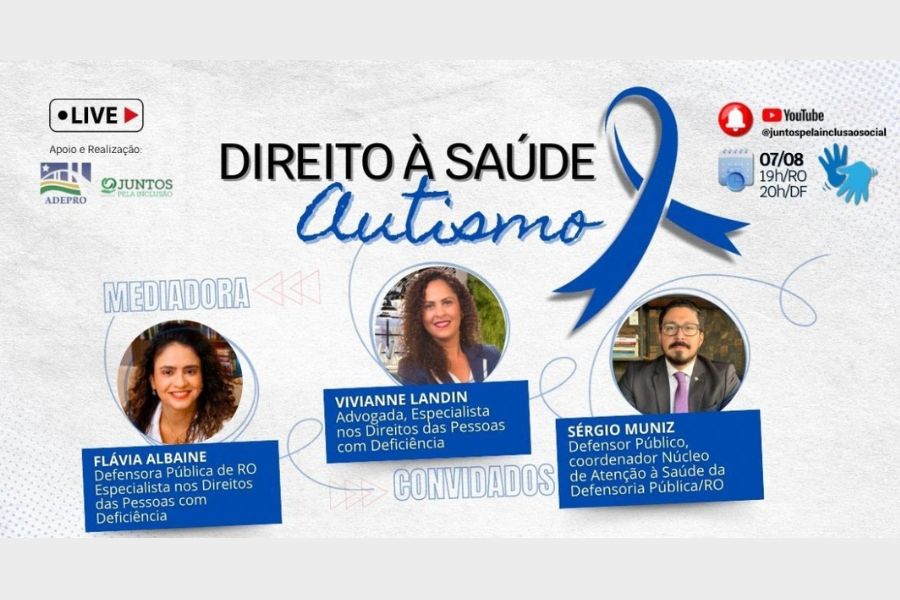 DIREITO A SAÚDE: Autismo será tema de live nessa quarta-feira (07)