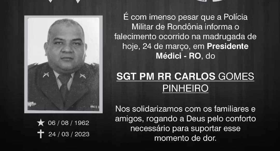 LUTO NA PM: Nota de falecimento pela morte de sargento da Polícia Militar 