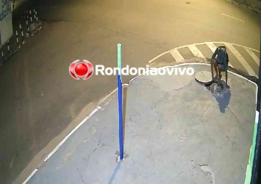 VÍDEO: Ladrões são flagrados furtando fiação subterrânea no Centro 