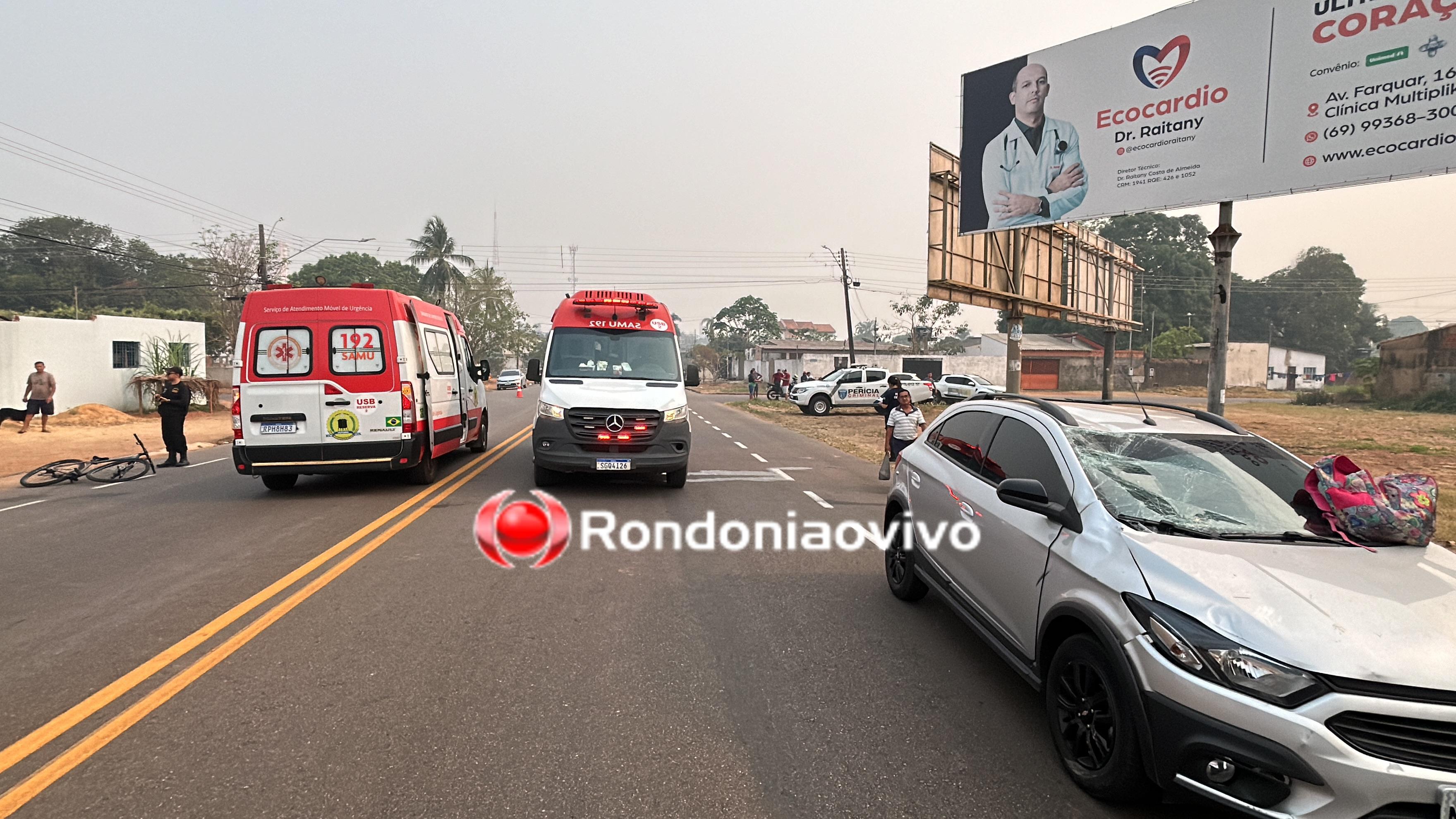 TRAUMATISMO: Ciclista fica em estado gravíssimo ao ser atropelado