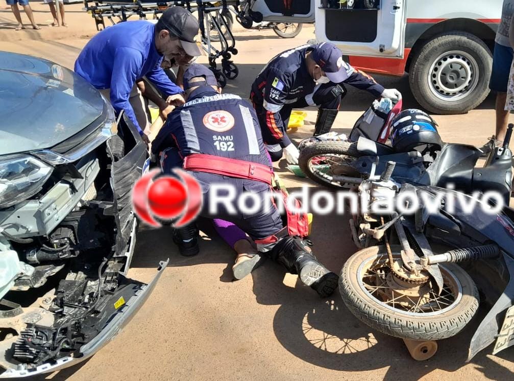 NA PETROLINA: Motociclista é vítima de grave acidente após motorista atravessar na frente 