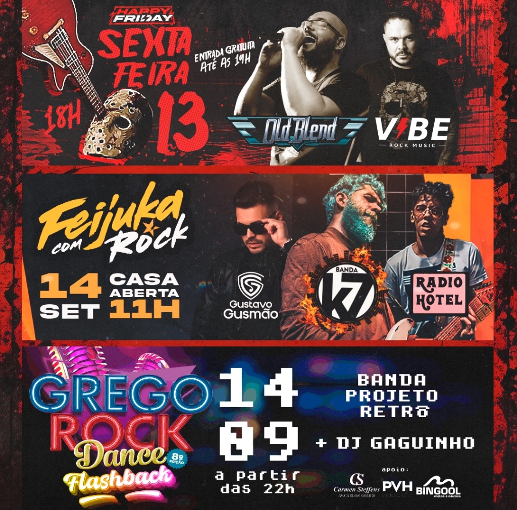 SEXTA-FEIRA 13: Agenda semanal do Grego Original