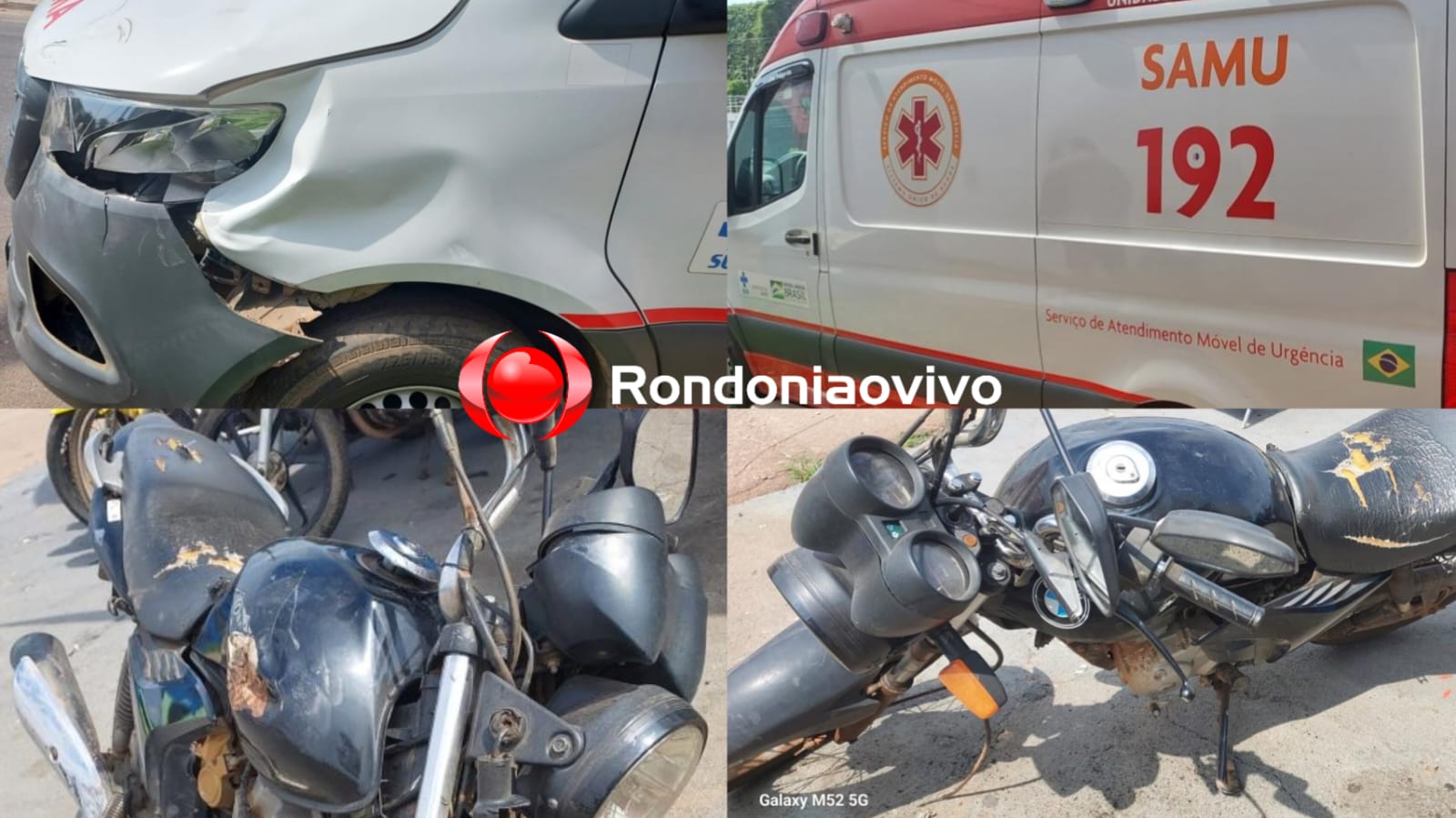 EM BREVIDADE: Ambulância do SAMU se envolve em acidente e motociclista fica ferido