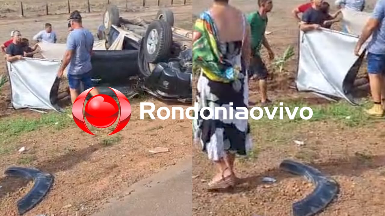 URGENTE: Grave acidente com capotamento na BR-364 deixa três vítimas