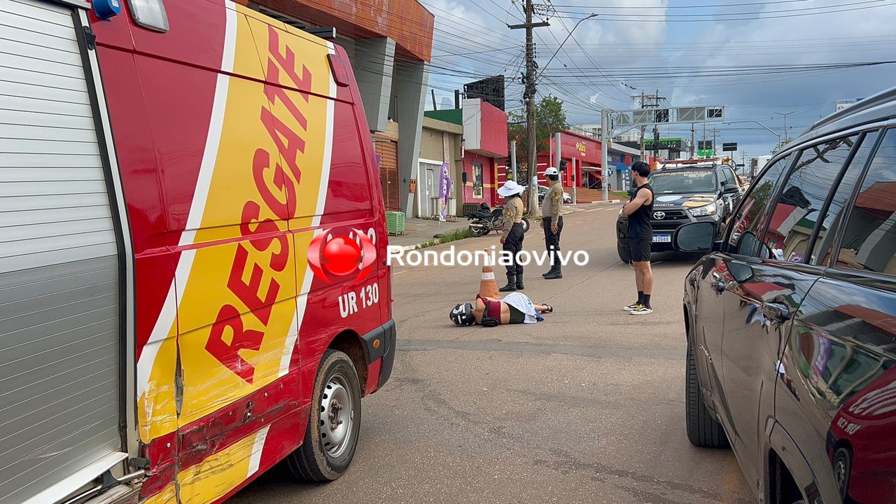 VÍDEO: Mulher em moto sofre acidente na Rio Madeira
