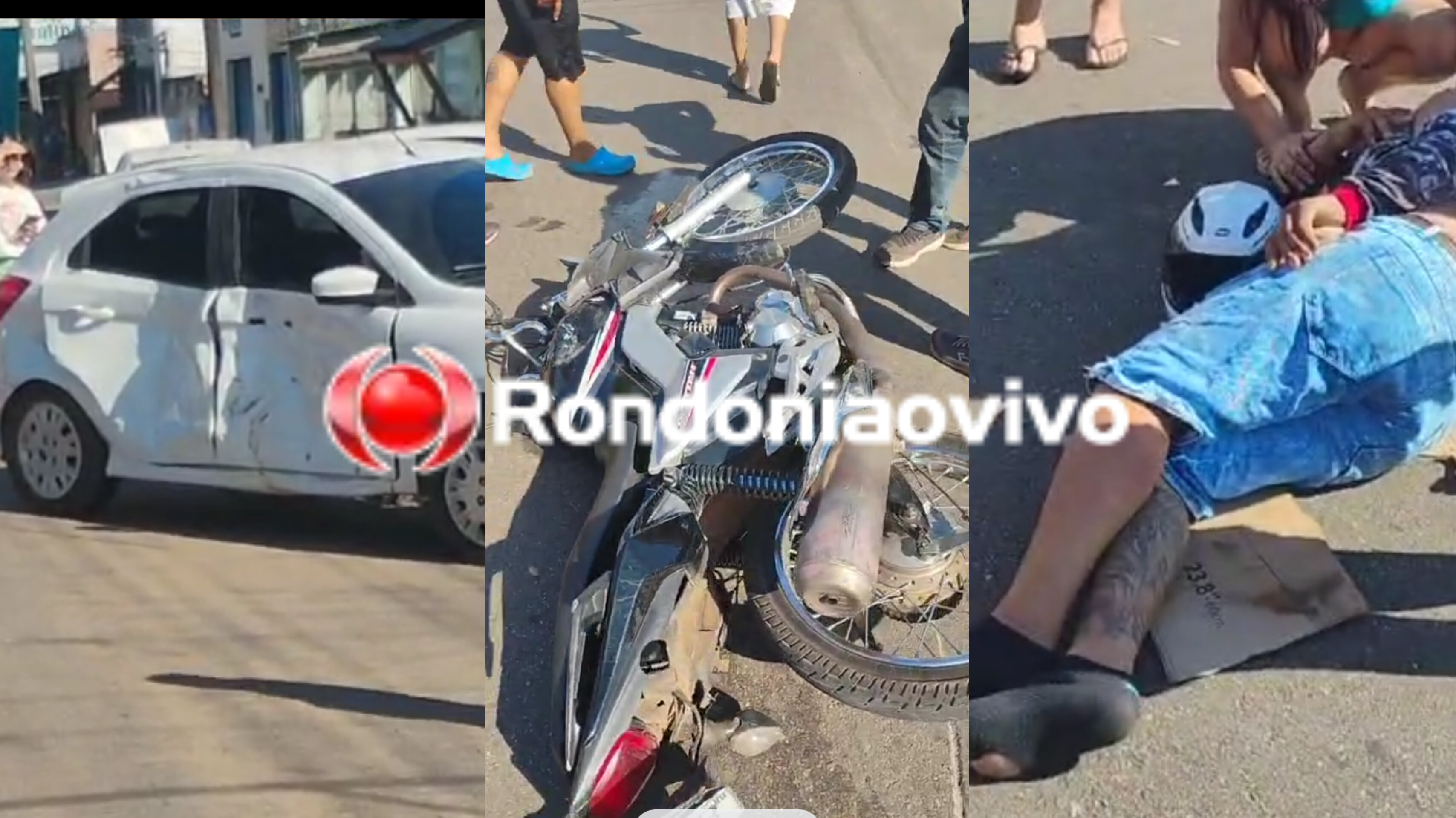 DEU RUIM: Jovem empina moto na frente da PM e causa grave acidente em fuga