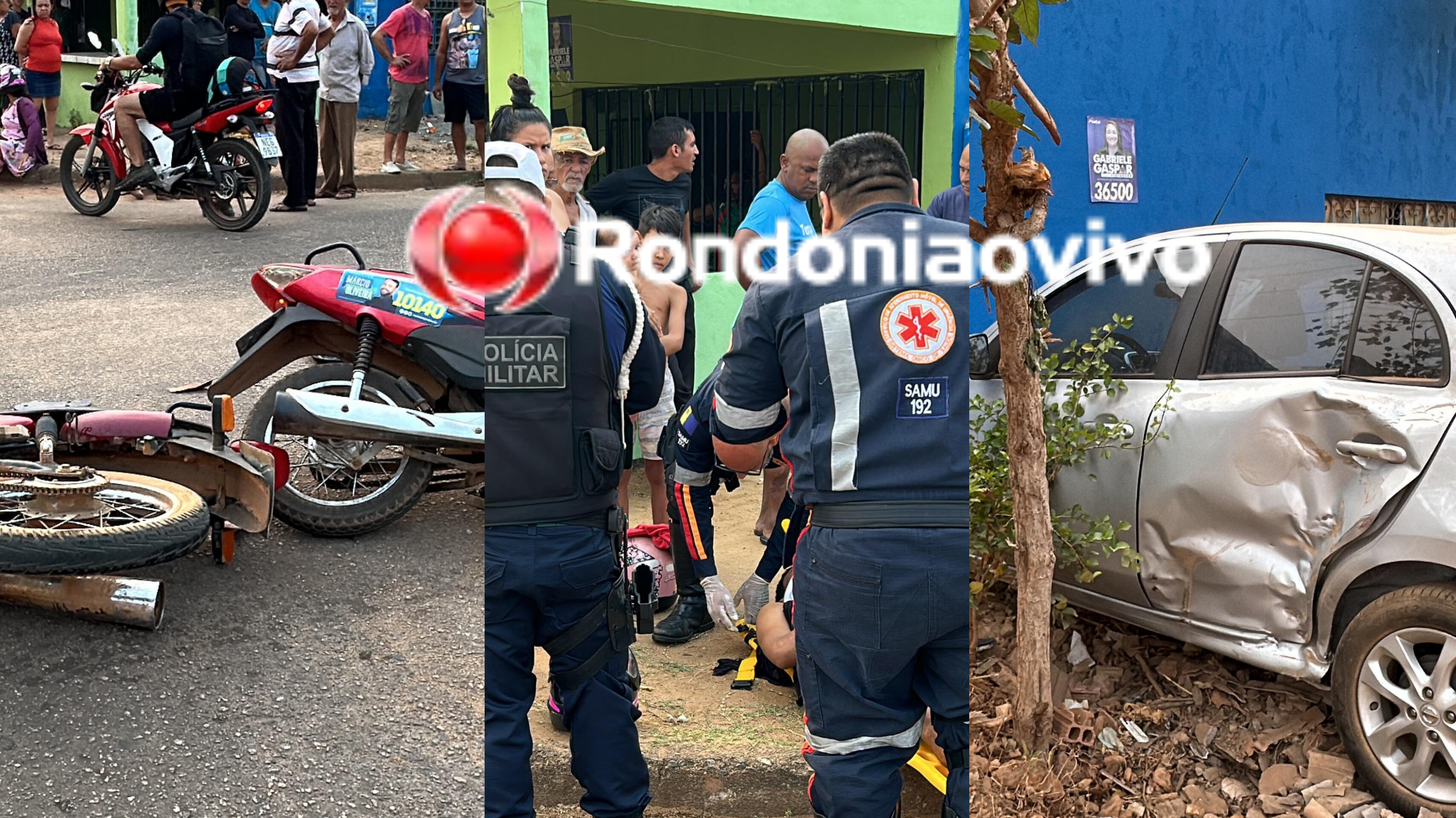 VÍDEO: Motociclistas ficam feridos após condutora de carro avançar preferencial