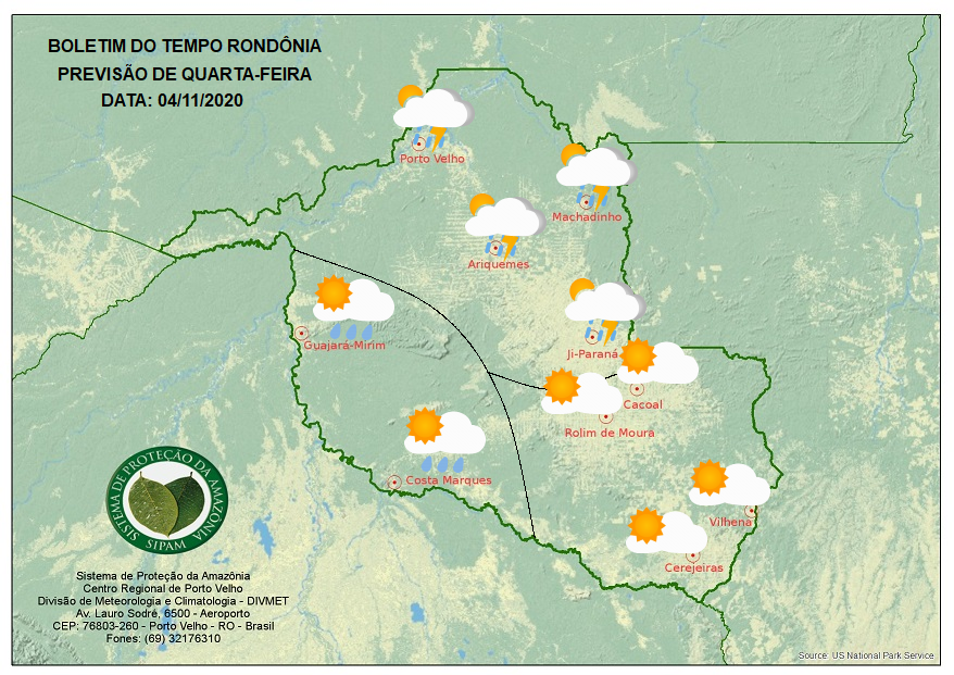 CLIMA: Veja a previsão do tempo para esta quarta-feira (4) em Rondônia