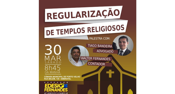 REGULARIZAÇÃO: Edesio Fernandes promoverá palestra gratuita para líderes religiosos