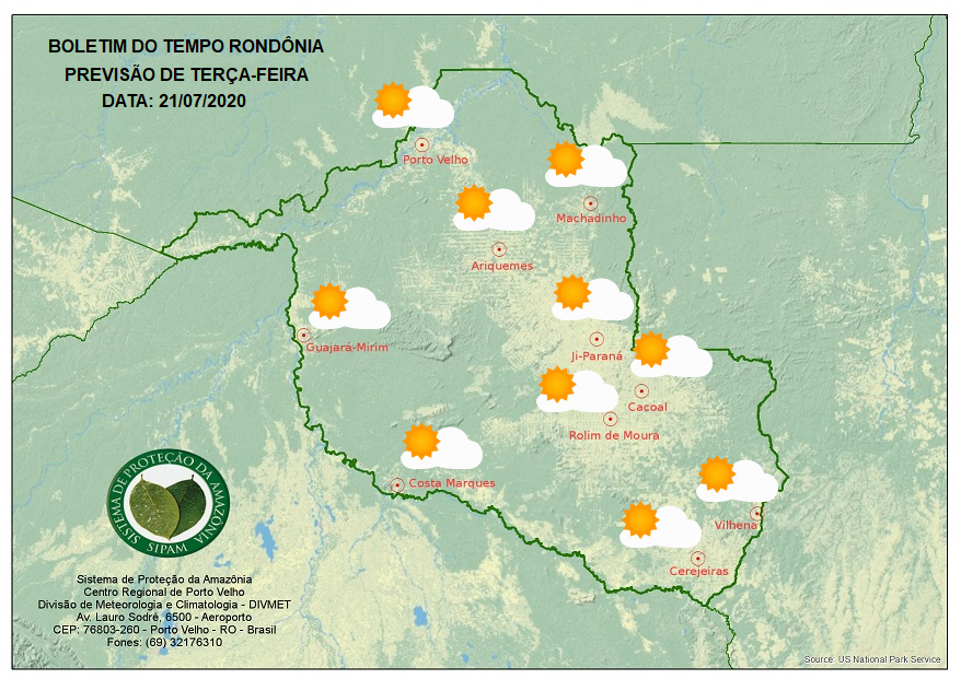 PREVISÃO DO TEMPO: Massa de ar seco dificulta formação de nuvens e terça será de muito sol em RO