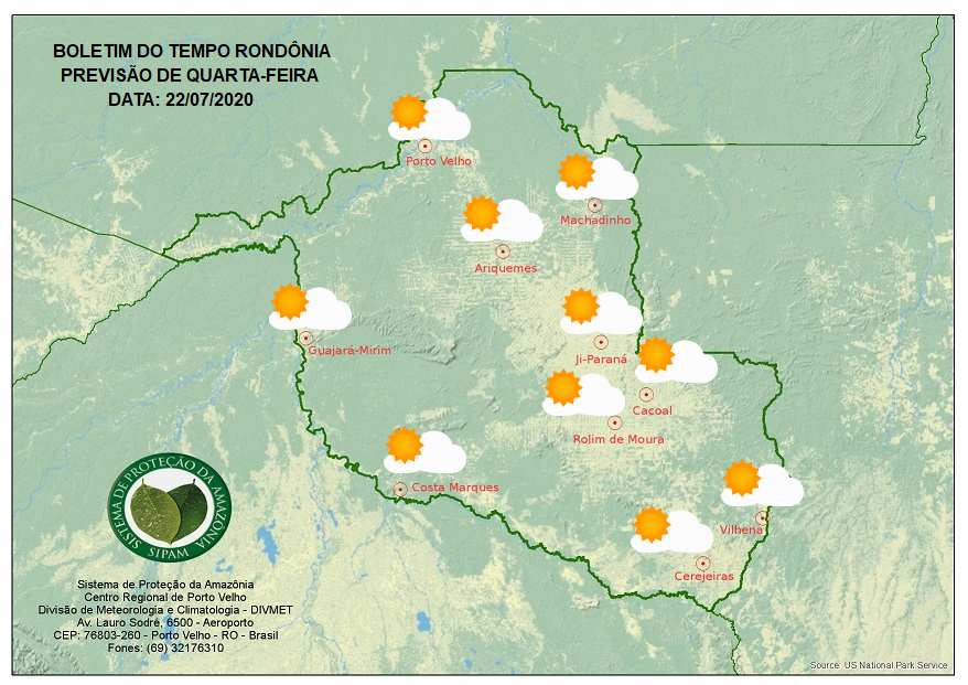 CLIMA: Confira a previsão do tempo para esta quarta-feira, 22, em Rondônia