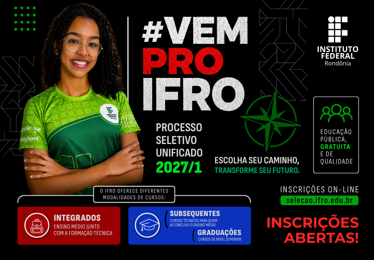 OPORTUNIDADE: IFRO abre seleção com 3.806 vagas para 2027