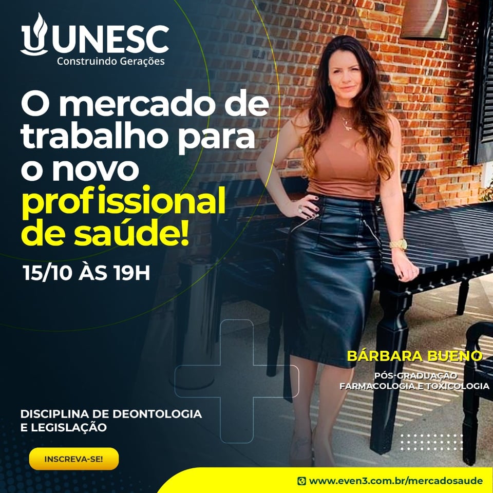 Palestrante falará aos acadêmicos da Unesc sobre o mercado de trabalho