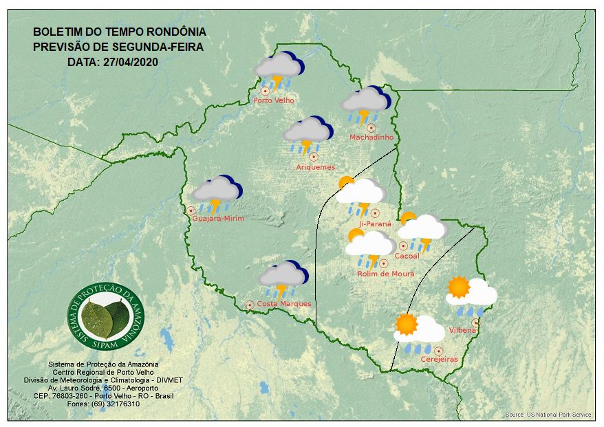 CLIMA: Confira a previsão do tempo para o início da semana em Rondônia