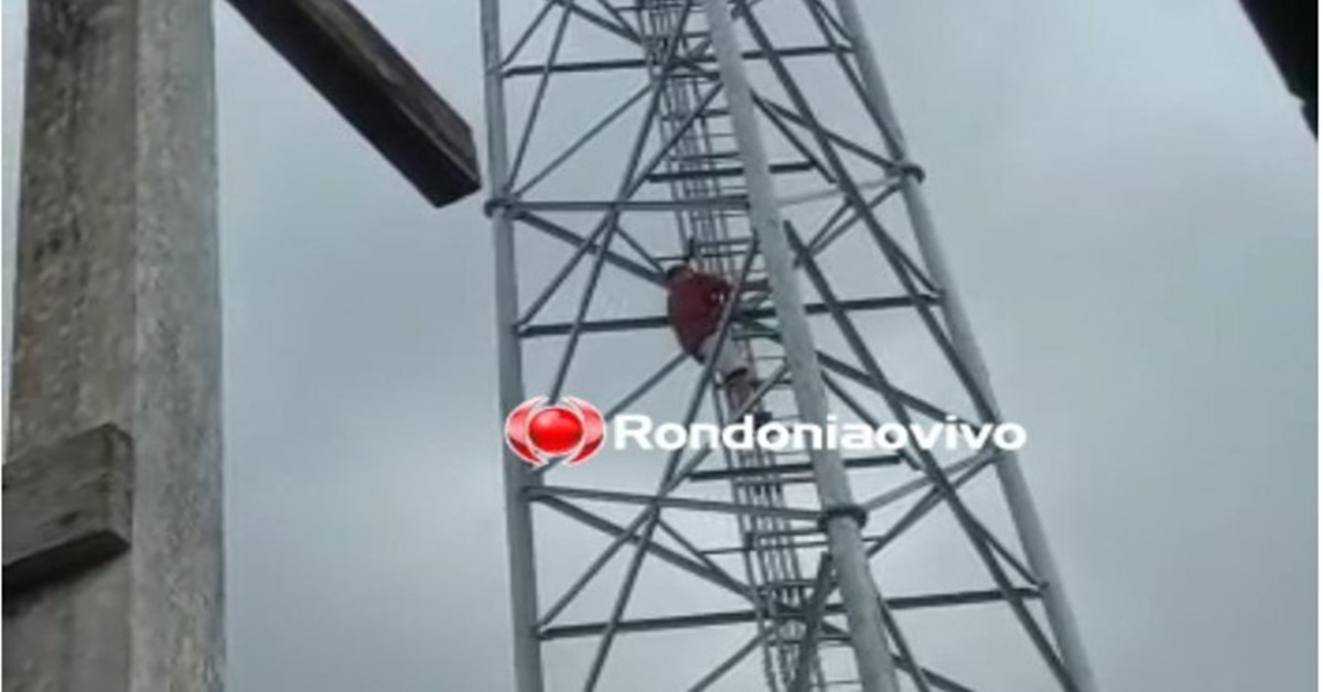 TENSÃO: Bombeiros são chamados após jovem subir em torre de telefonia