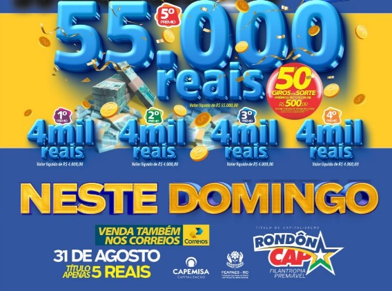 RONDÔNCAP: Bolada de 55 mil reais no 5° prêmio e o Título só 5 reais