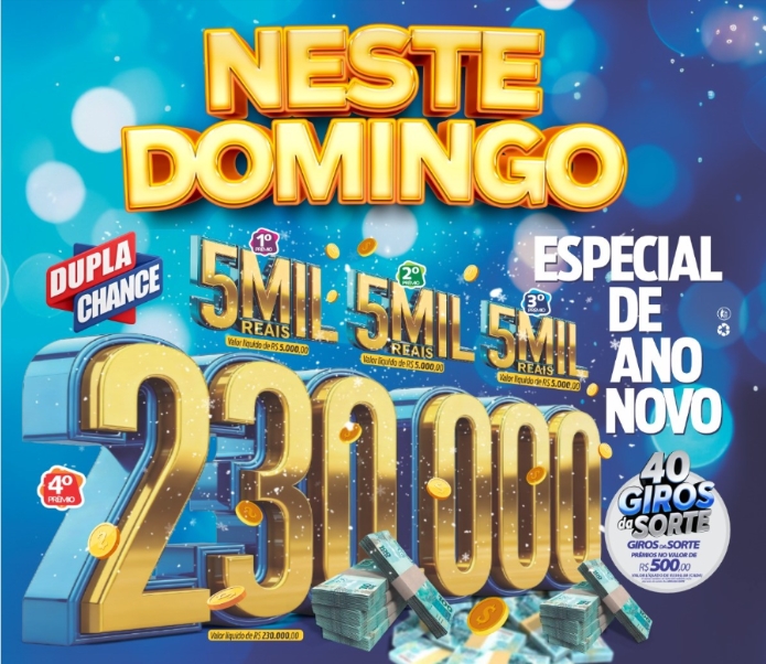 RONDONCAP ESPECIAL DE ANO NOVO: São 230 mil no quarto premio,  03 boladas de 5 mil e 40 Giros de 500 reais