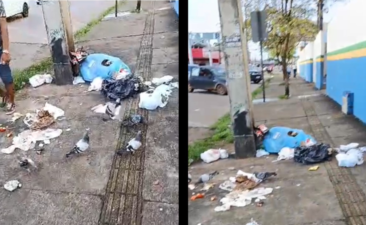 IMUNDICE: Sujeira em frente à Escola Murilo Braga gera reclamações