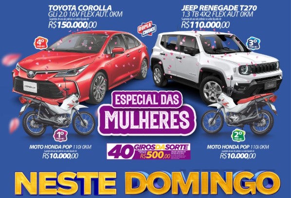 RONDONCAP: Corolla de 150 mil, um Renegade de 110 mil, duas POP e 40 Giros