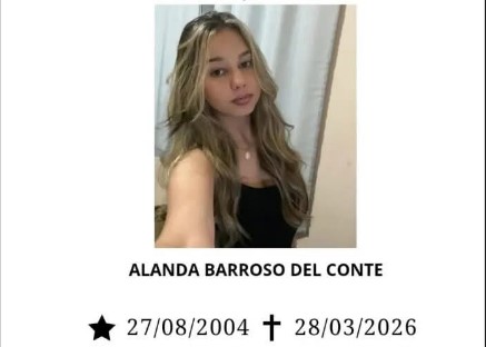PESAR: Nota pelo falecimento de Alanda Barroso Del Conte aos 21 anos