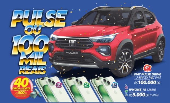 RONDONCAP: Sorteio com um Fiat Pulse de 100 mil reais, 3 Iphones15 e 40 Giros