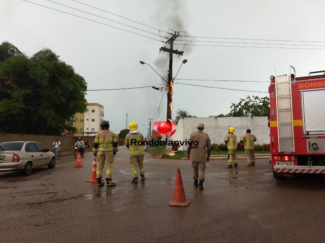 MEDO: Raio atinge poste e causa incêndio em Porto Velho