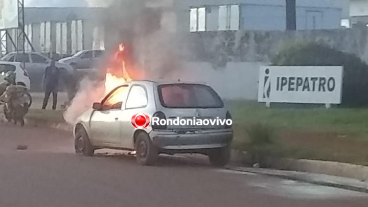 FOGO: Veículo fica parcialmente destruído após incêndio na rua da Beira