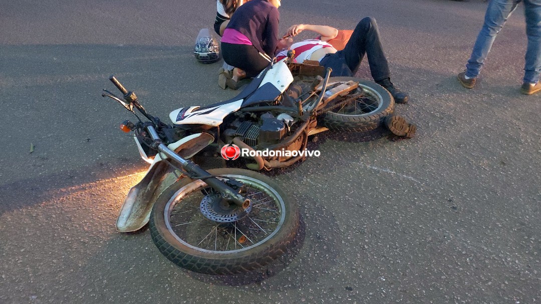 AVANÇOU: Mulher em carro provoca acidente e deixa motociclista ferido