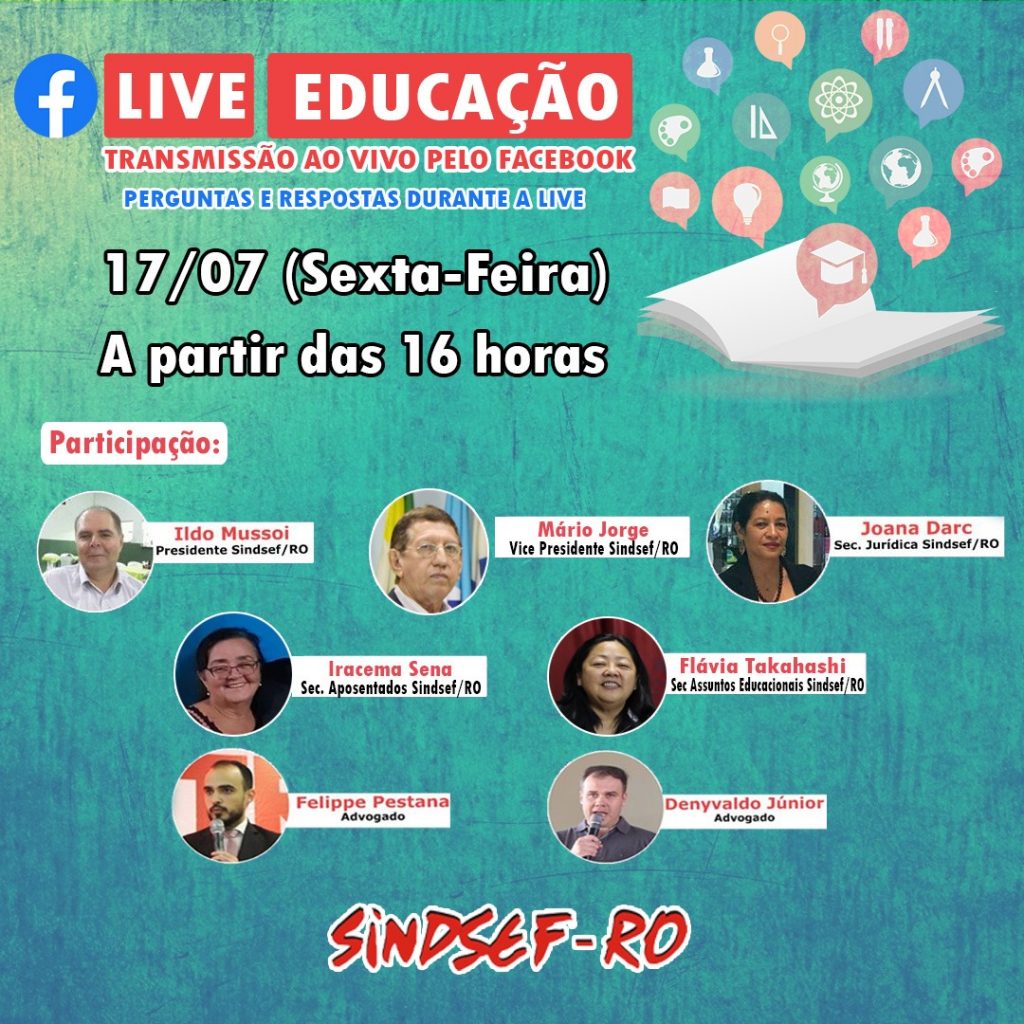 ASSISTA: Educação é tema da live do Sindsef hoje às 16 horas