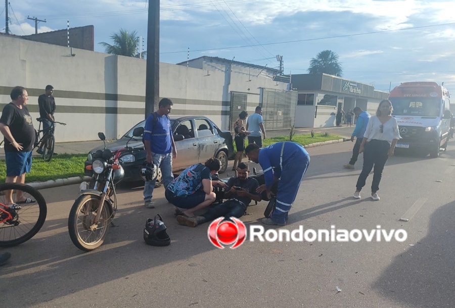 VÍDEO: Motociclista bate na traseira de carro na Amazonas e fica lesionado