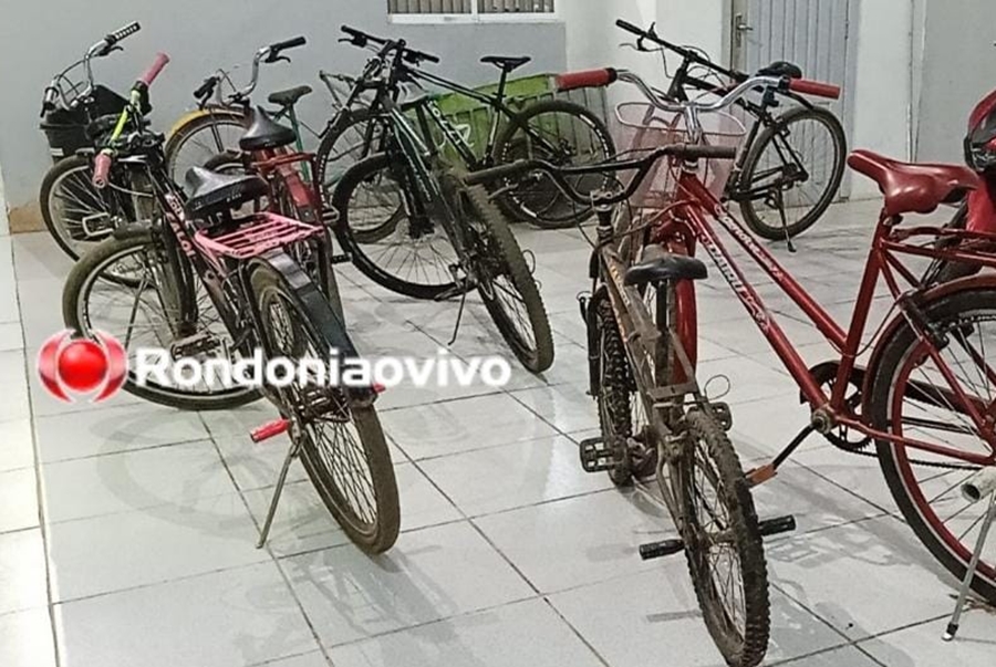 NO ESCONDERIJO: Oito bicicletas roubadas são apreendidas com acusados de assaltos