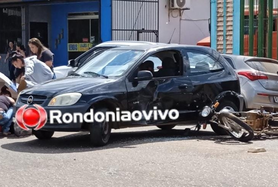 NA CALAMA: Condutora de Celta tenta fazer retorno e causa grave batida com motociclista