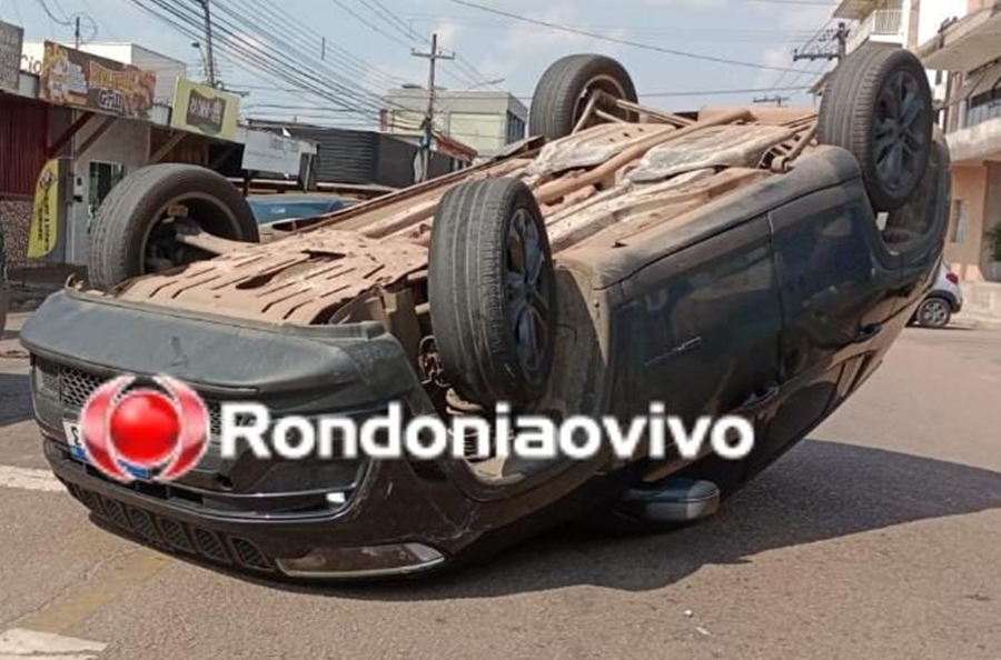 NA FAIXA: Jeep Compass capota em Avenida após colisão contra Etios