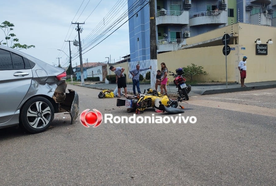 NA LAURO SODRÉ: Mototaxista fica ferido após colisão contra carro Honda City 