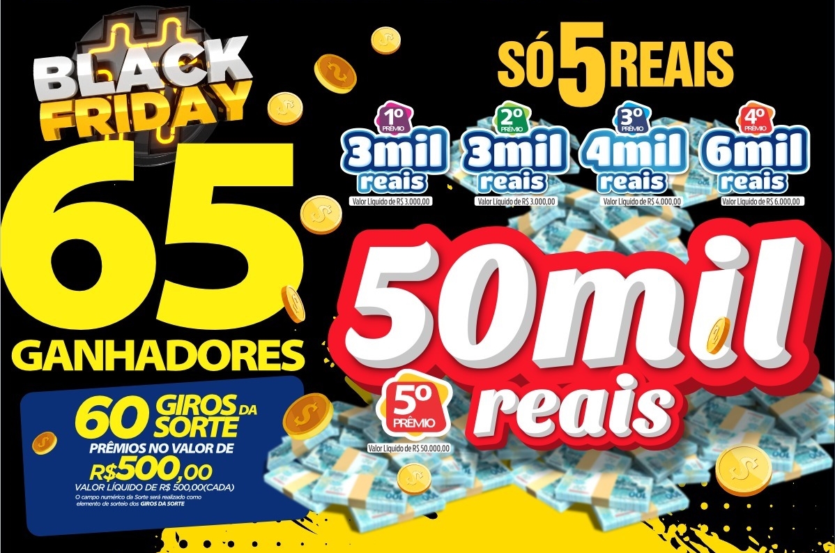 SORTEIO: BlackFriday Rondôncap, com 65 ganhadores e especial com 5º prêmio