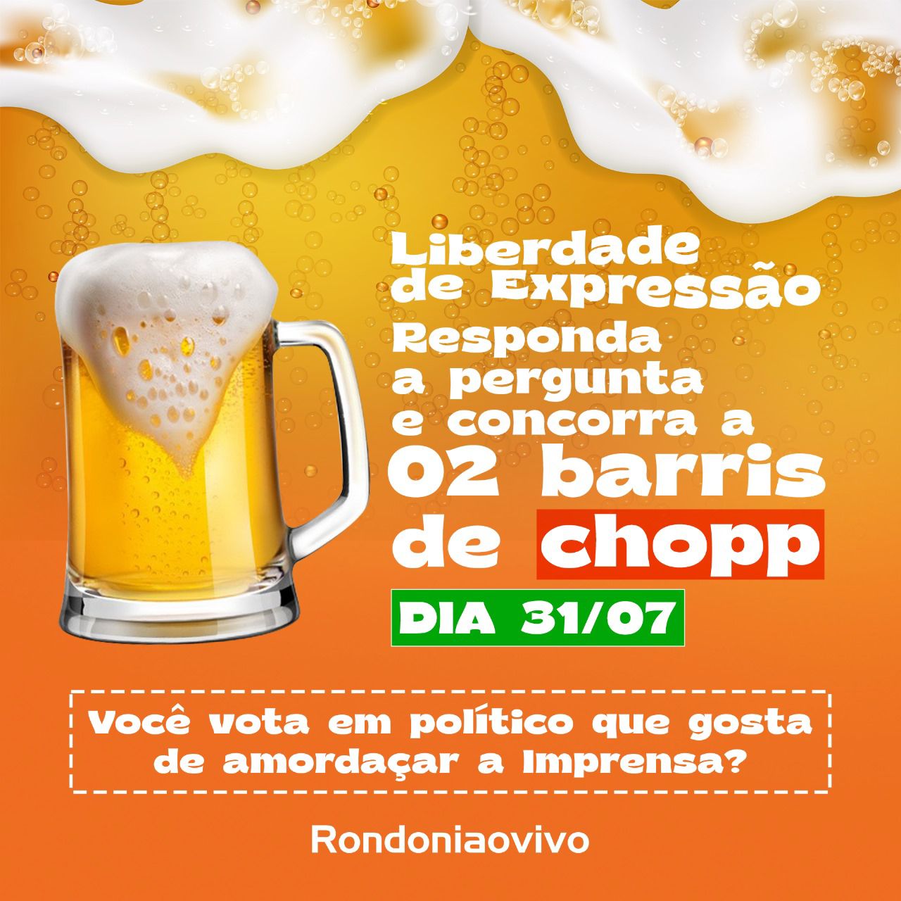 BORA MOLHAR AS PALAVRAS - Responda a pergunta e concorra a dois barris de chopp