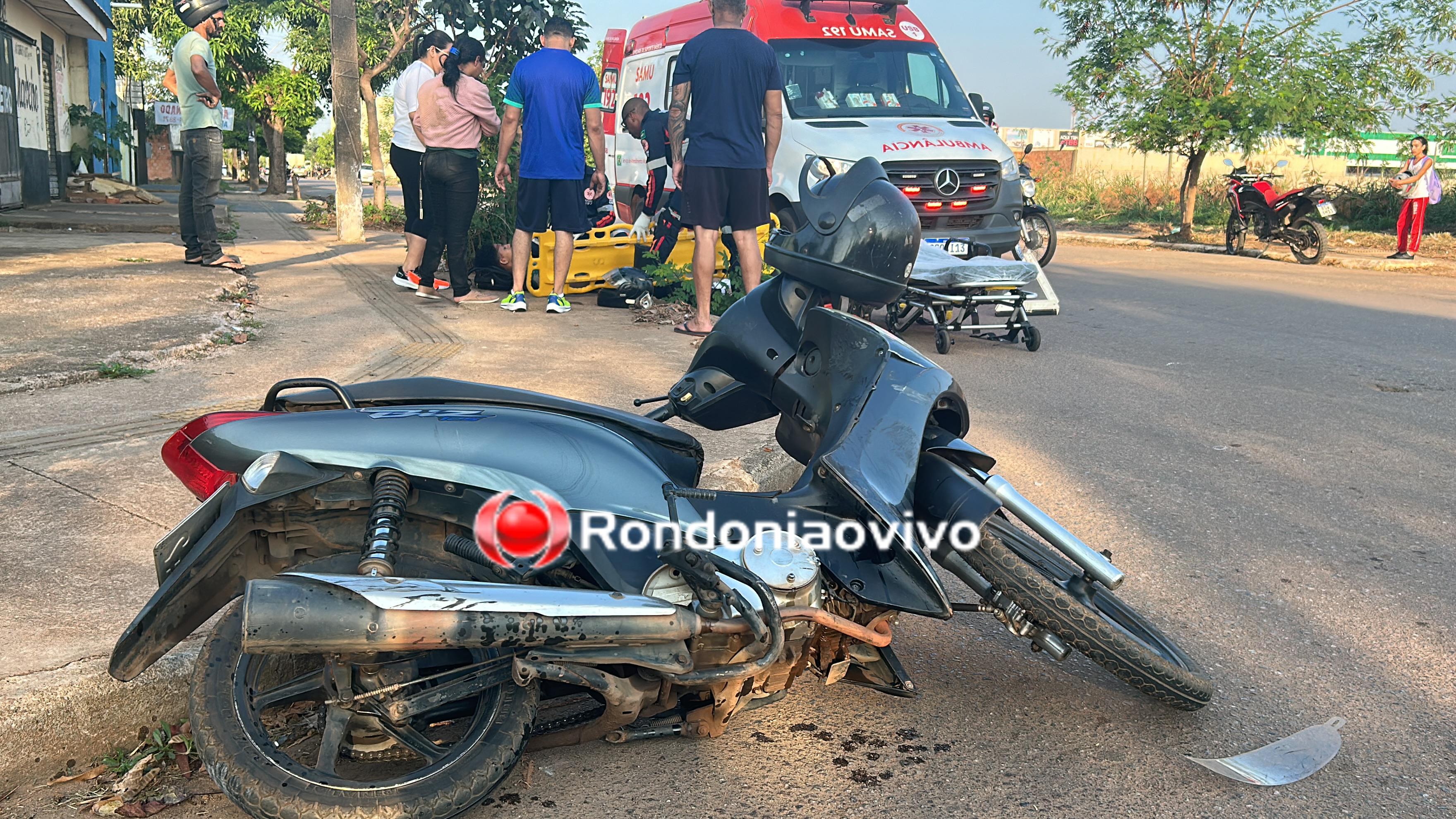 NA RAIMUNDO : Mãe e filho sofrem acidente envolvendo moto e carro na Raimundo