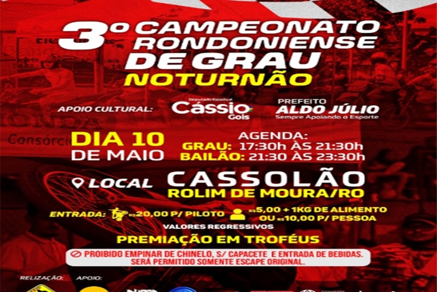 NO GRAU: 3º Campeonato Rondoniense Noturnão acontece em Rolim de Moura 